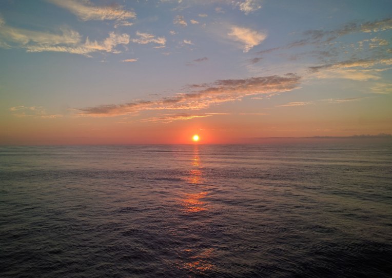 a beautiful sunset while cruising the west coast